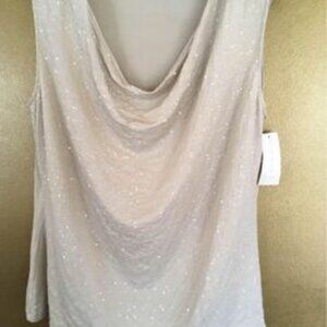 BNWT Charter Club Women’s Cows Neck Renched Shoulder Clear Sequins Tank 2X MRSP$